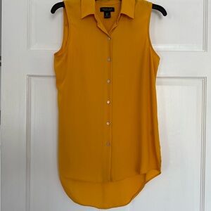 Rachel Zoe Women's Yellow Button Down Sleeveless Shirt